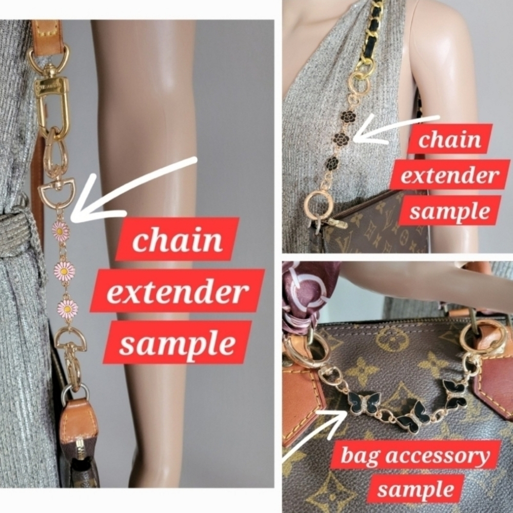 Gold and Black Heart Bag Accessory Or Chain Strap Extender - Picture 3 of 3